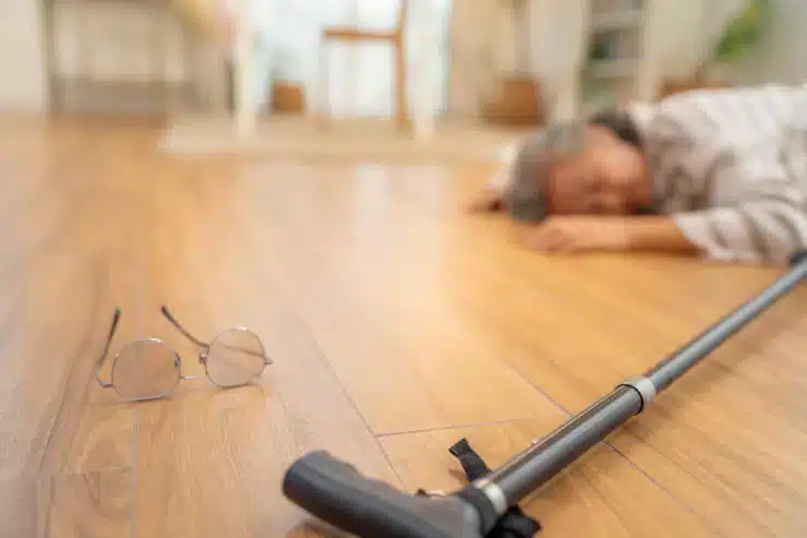 elderly person who has fallen down due to fall risks